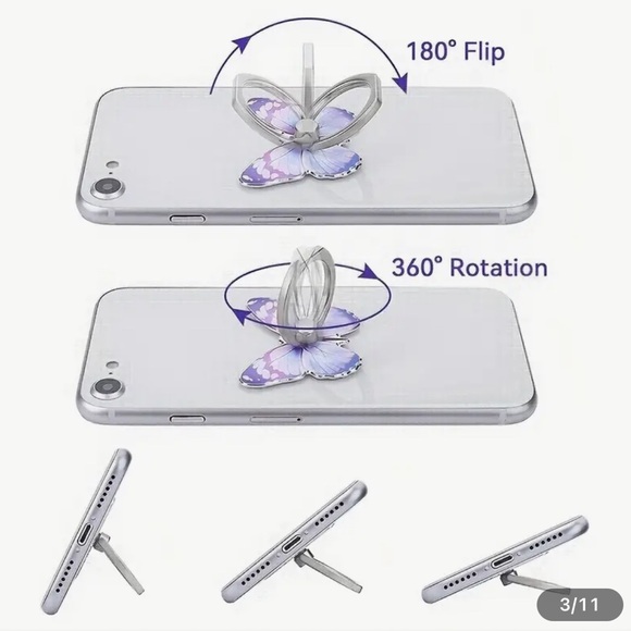 NWT-Butterfly Patterned Phone Ring Stand - Picture 2 of 7
